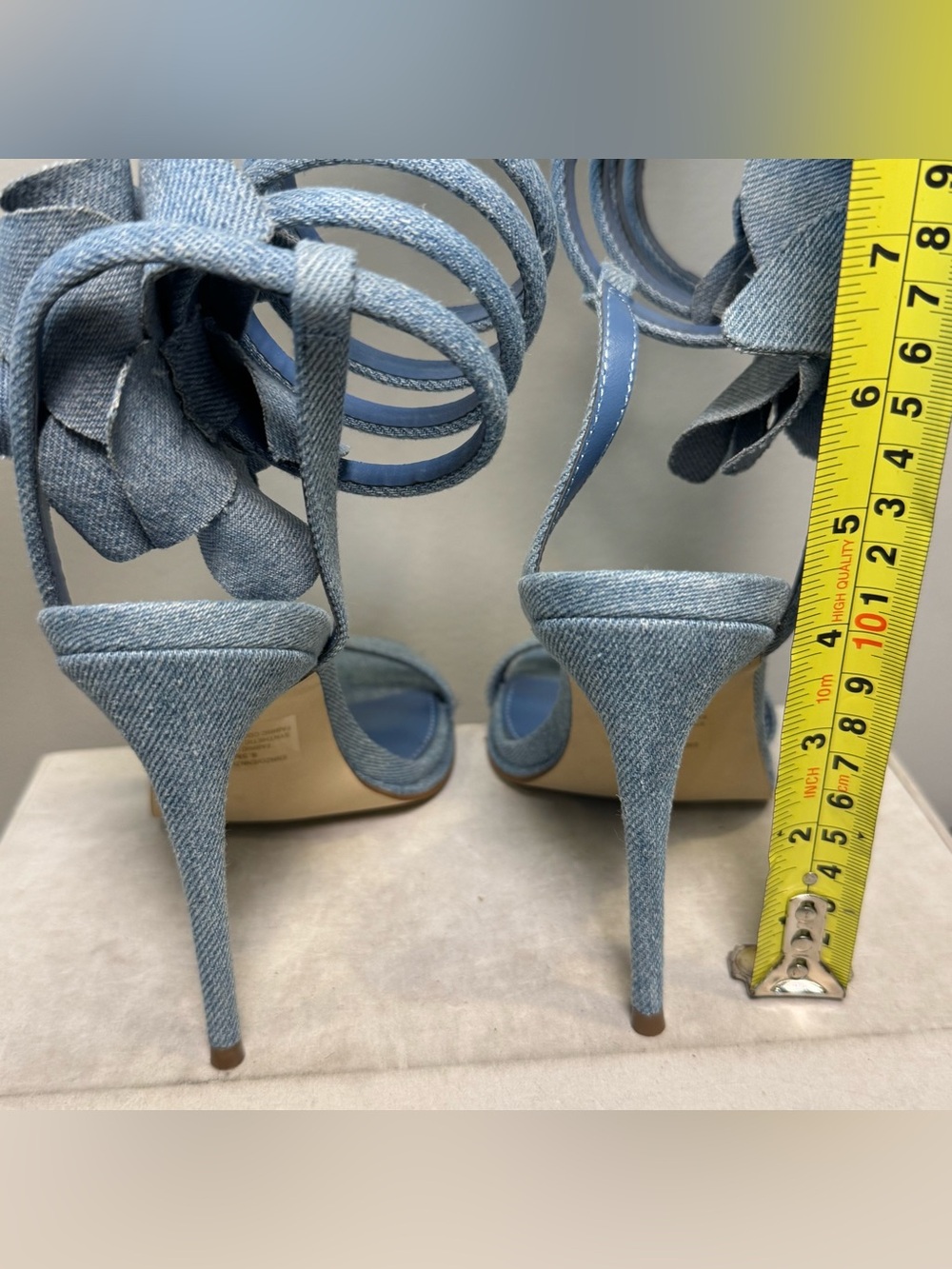 Steve Madden Blue Denim Floral Wrap High Heel Sandals, size 8.5, NWOT - Picture 8 of 8
